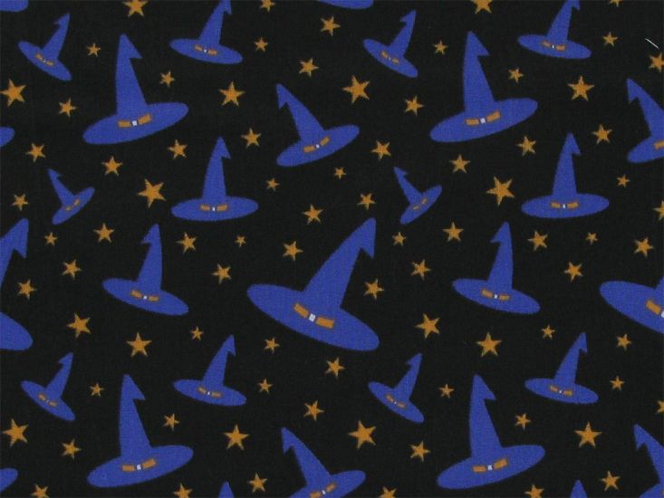 Witches Hat Polycotton Print, Black