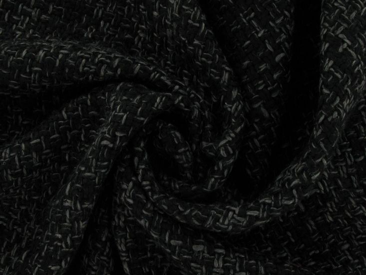 Wool Look Woven Boucle, Black