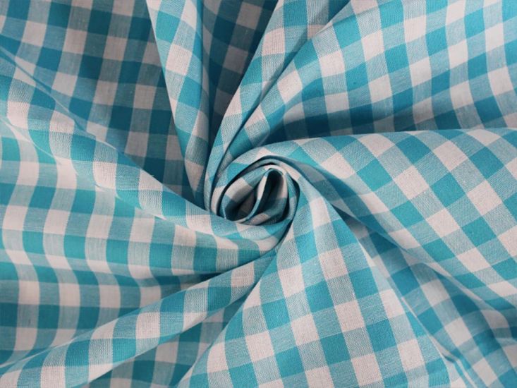 Woven Cotton 1cm Check, Azure