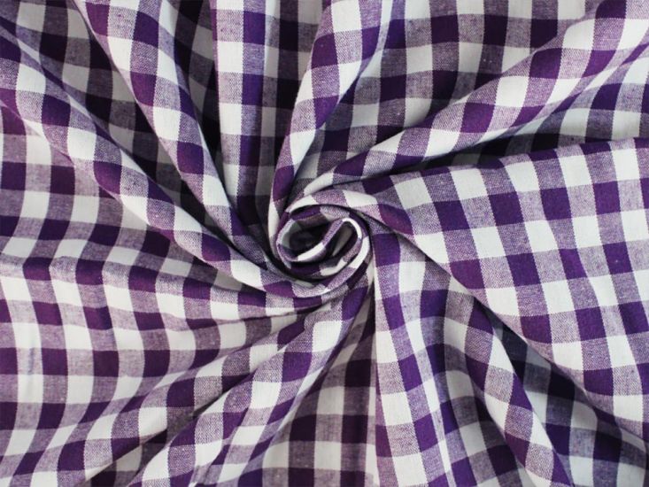 Woven Cotton 1cm Check, Purple