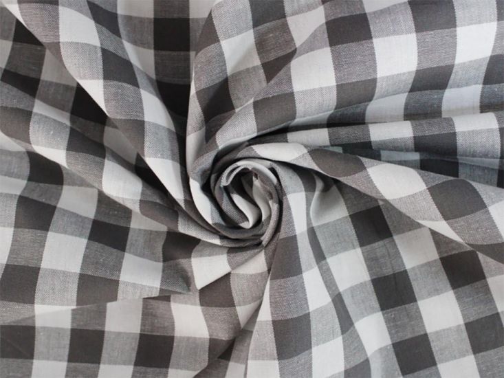 Woven Cotton 1cm Check, Grey