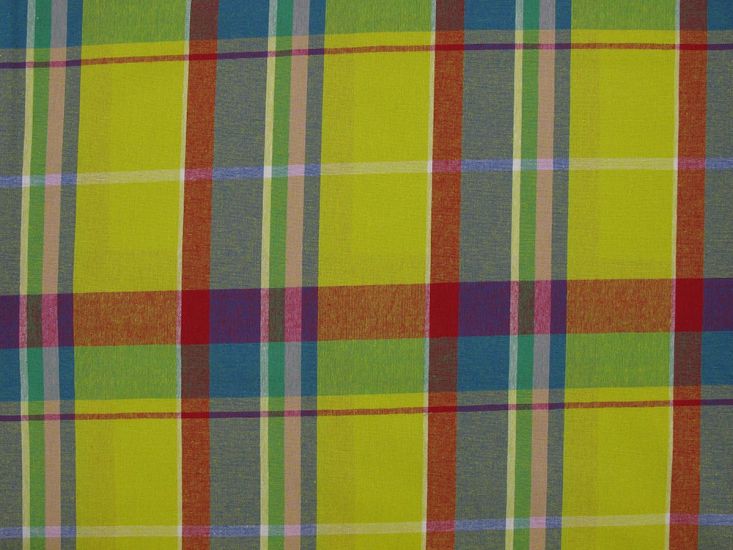 Woven Cotton Madras Check, Yellow