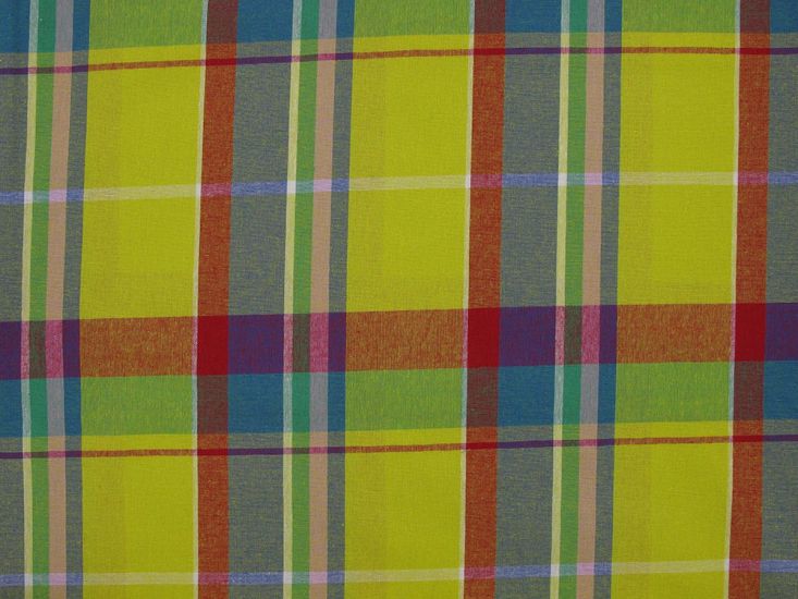 Woven Cotton Madras Check, Yellow