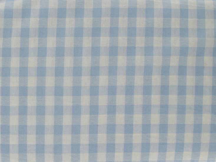 Yarn Dyed Cotton Chambray 1 cm Gingham, Light Blue