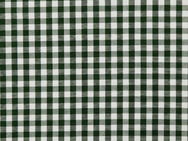 Yarn Dyed Cotton Chambray 1cm Gingham, Dark Green