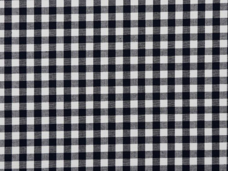 Yarn Dyed Cotton Chambray 1cm Gingham, Navy