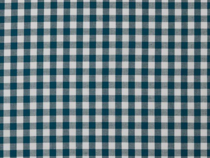 Yarn Dyed Cotton Chambray 1cm Gingham, Petrol