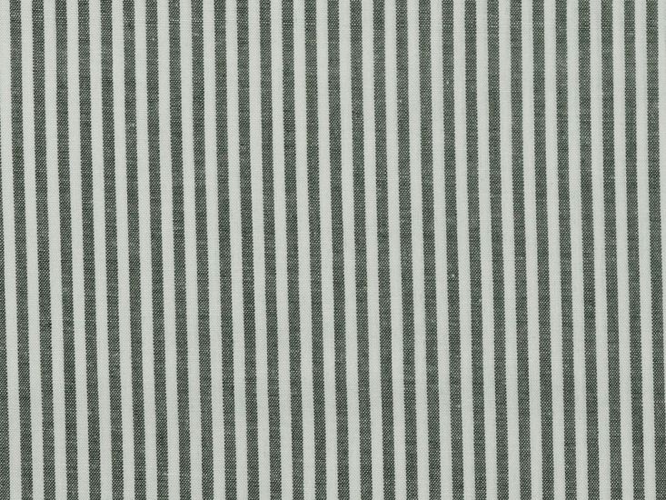 Yarn Dyed Cotton Chambray 3mm Stripe, Dark Green