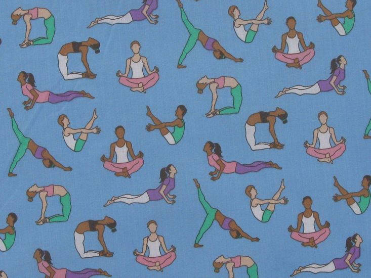 Yoga Pose Polycotton Print, Sky