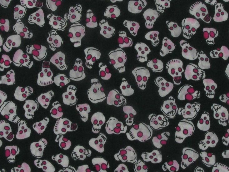 Zombie Skulls Printed Soft Chiffon, Black