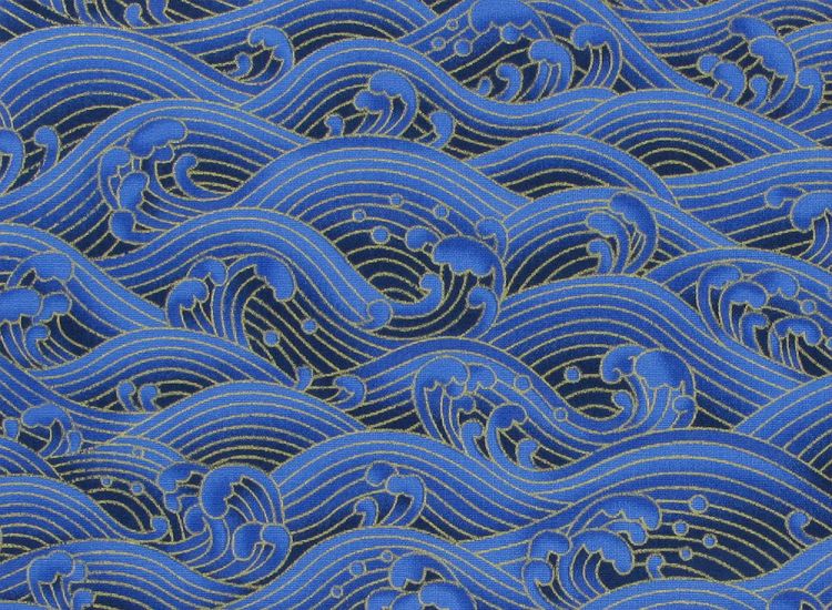 Isumi Japanese Foil Cotton Print, Pacific Waves, Blue