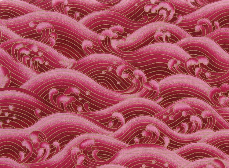 Isumi Japanese Foil Cotton Print, Pacific Waves, Red