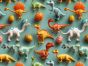 3D Fantasia Cotton Print, Wild Dinosaurs