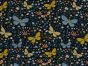 Blooming Floral Butterflies Printed Cotton Needlecord, Navy