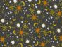 Celestial Polycotton Print, Grey Brown