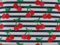 Cherry Stripes Cotton Print, Navy