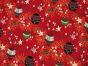 Christmas Baubles Metallic Cotton Print, Red