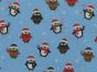 Christmas Jumper Penguins Polycotton Print, Sky