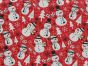 Christmas Snowman Organic GOTS Cotton Poplin, Red