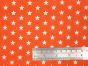 Craft Collection Cotton Print, Small White Star, Orange