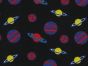 Intergalactic Adventure Cotton Print, Planets, Black