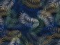 Tropical Fern Cotton Poplin Print, Blue and Gold