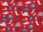 Dinosaur Gang Polycotton Print, Red