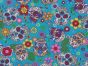 Floral Skull Cotton Poplin Print, Turquoise