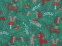 Forest Animal Christmas Party Polycotton Print, Green