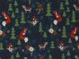 Fox Forest Christmas Cotton Jersey Print, Navy