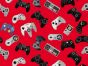 Gamer Series Cotton Print, Retro Controls, Red