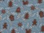 Gingerbread Christmas Polycotton Print, Blue