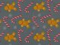 Christmas Gingerbread Men Polycotton Print, Grey