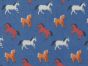Horses Gallop Polycotton Print, Blue
