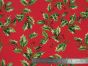 Maxi Christmas Holly Organic GOTS Cotton Poplin, Red