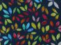 Painted Leaves Cotton Double Gauze, Navy