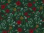 Poinsettia Christmas Polycotton Print, Dark Green