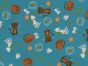 Kitty Snooze Polycotton Print, Turquoise