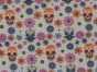 Psychedelic Floral Skulls Polycotton, Grey