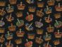 Queens Crowns Cotton Print, Black