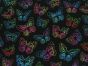 Rainbow Butterflies Cotton Print, Black