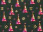 Rainbow Christmas Metallic Cotton Print, Tree, Green