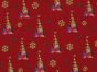 Rainbow Christmas Metallic Cotton Print, Tree, Red