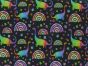 Rainbow Dino Cotton Print, Black