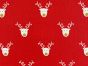 Reindeer Face Christmas Cotton Print, Red