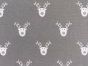 Reindeer Face Christmas Cotton Print, Silver