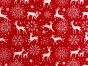 Reindeer Snowflake Cotton Print, Red