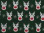 Rudolf Snowflake Christmas Polycotton Print, Green