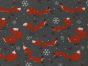 Running Fox Christmas Polycotton Print, Grey
