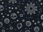 Space Polycotton Print, Dark Navy
